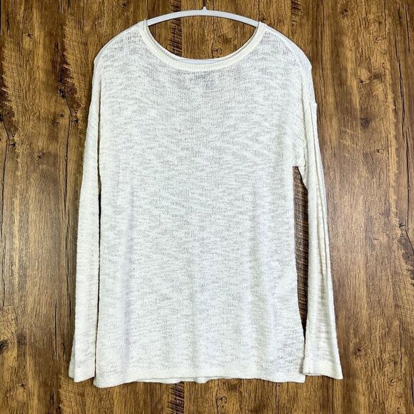 LOFT Textured Shirttail Sweater. large, ivory/cream - Picture 2 of 8
